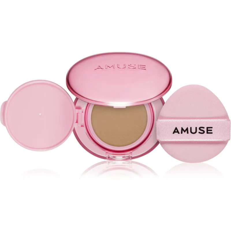 AMUSE Dew Power Vegan Cushion μακράς διαρκείας μεικ απ σε σφουγγαράκι για λαμπρότητα και λείανση επιδερμίδας απόχρωση 04 Tan 15 γρ
