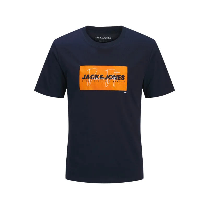 Jack & Jones "Cole Print Tee"σε Plus fit γραμμή,με μεταξοτυπία - Navy Blazer