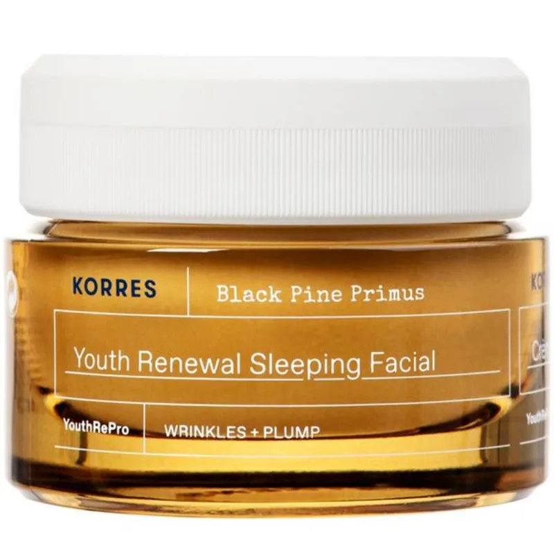 Korres Black Pine Primus Youth Renewal Sleeping Facial Cream Κρέμα Προσώπου Νυχτός για Λείανση των Ρυτίδων & Ελαστικότητα, Κατάλληλη για Όλους τους Τύπους Επιδερμίδας 40ml