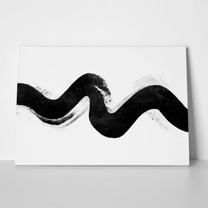Πίνακας σε Καμβά BOHO BLACK & WHITE WAVE BRUSH STROKE