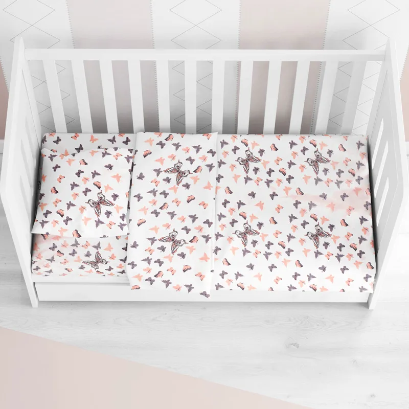 Σεντόνι Λίκνου 80x110 Dimcol Butterfly 61 Coral