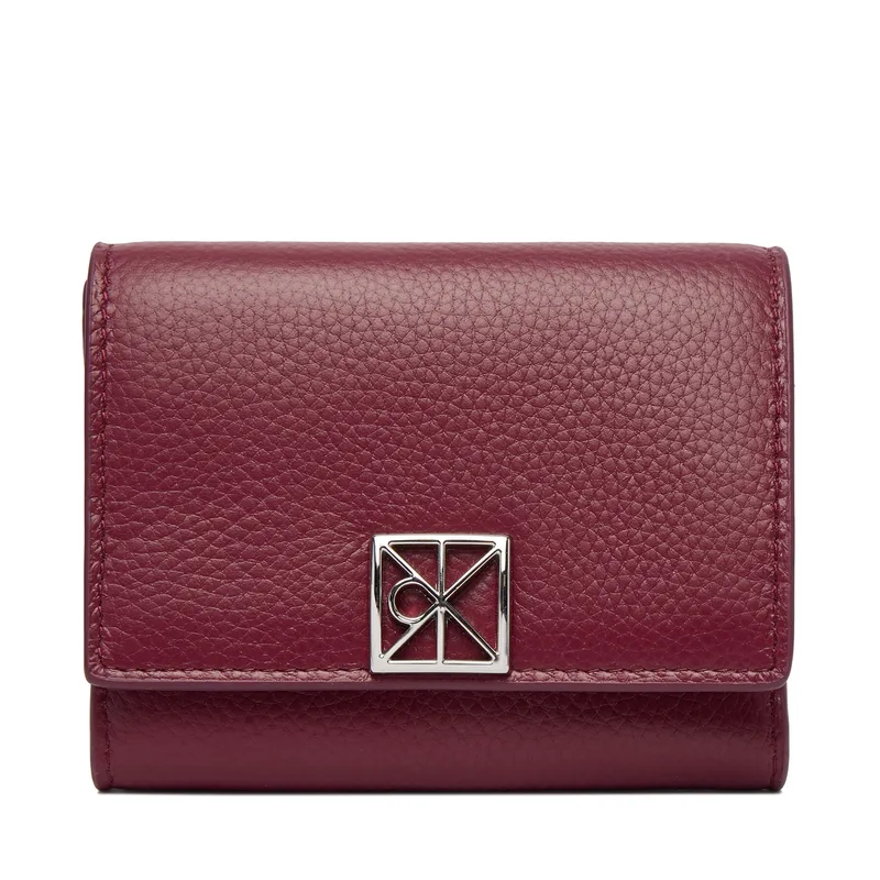 Πορτοφόλι Calvin Klein Emblem Hw Pebble Trifold W/Zip LV04F1128G Μπορντό