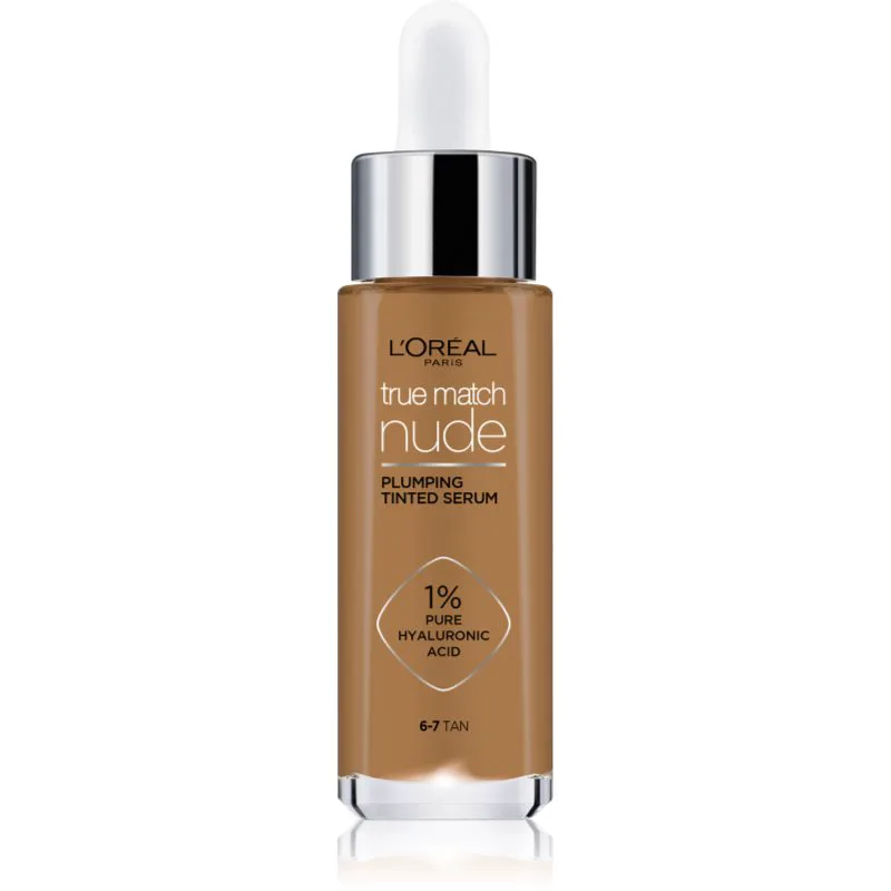 L’Oréal Paris True Match Nude Plumping Tinted Serum ορός για ενοποίηση τόνου της απόχρωσης δέρματος απόχρωση 6-7 Tan 30 ml