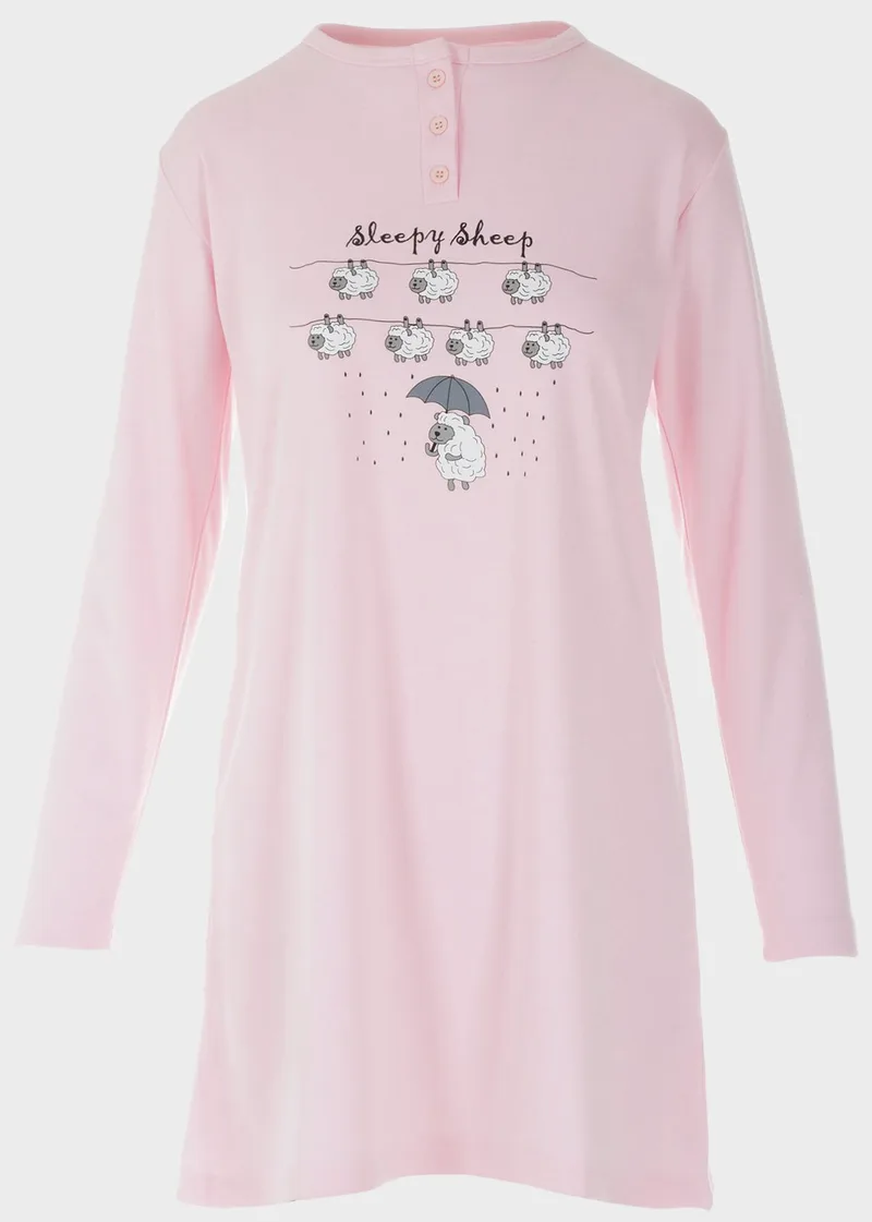 Γυναικείο νυχτικό πατιλέτα Sleepy Sheep ΡΟΖ