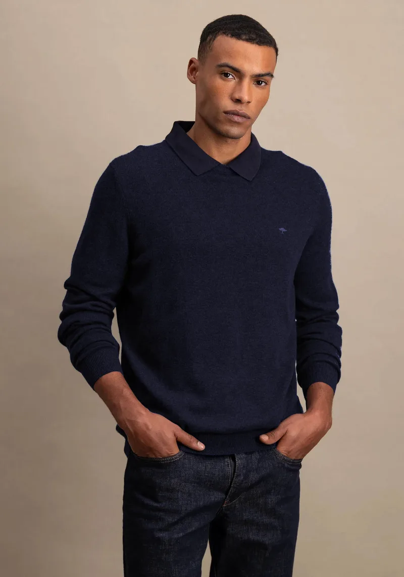 Fynch Hatton Πλεκτή μπλούζα της σειράς Merino cashmere - 1514 800 690 Navy