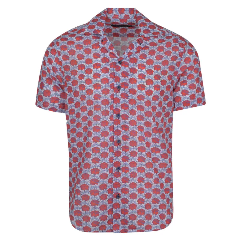 Πουκάμισο Κόκκινο Με Tropical Print 100%Cotton (Modern Fit)