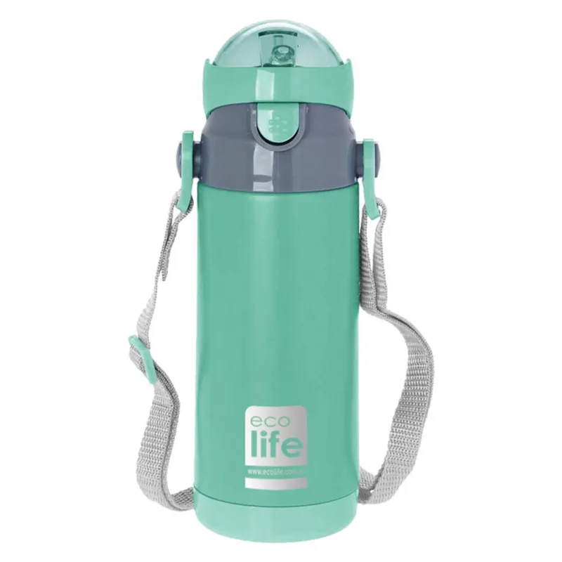 Ecolife Παγούρι Θερμός Ανοξείδωτο Με Καλαμάκι 400ml Μέντα