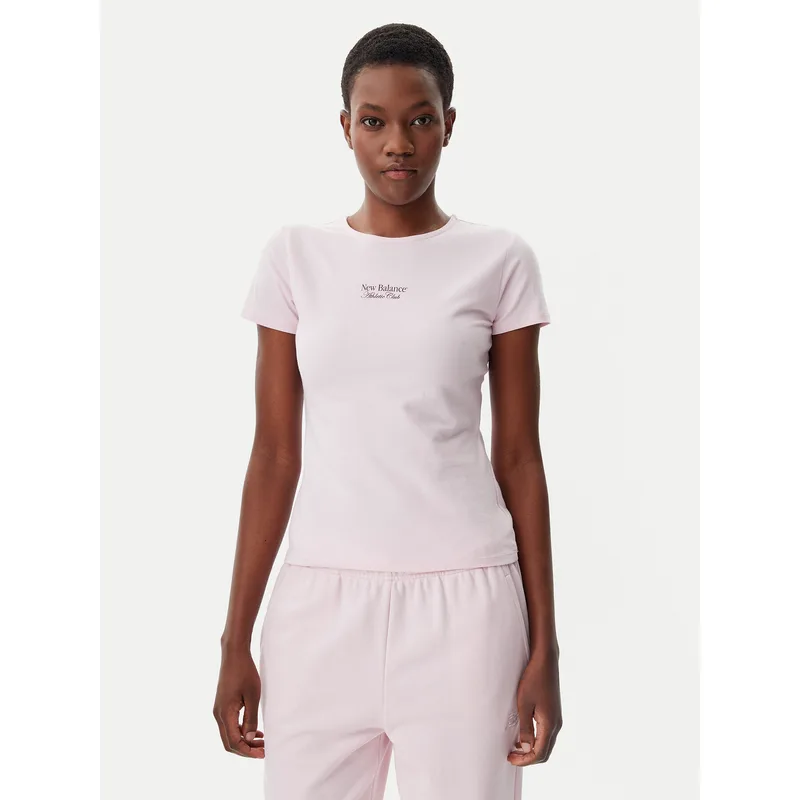 New Balance T-Shirt WT51958 Ροζ Slim Fit