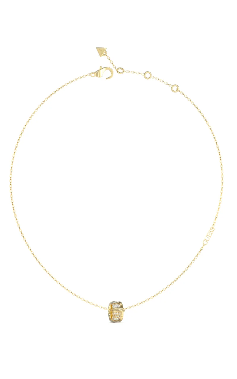 GUESS STEEL FABULOUS ME JUBN05195JWYGT/U Κολιέ Χρυσό Με Σχέδιο Με Πέτρες
