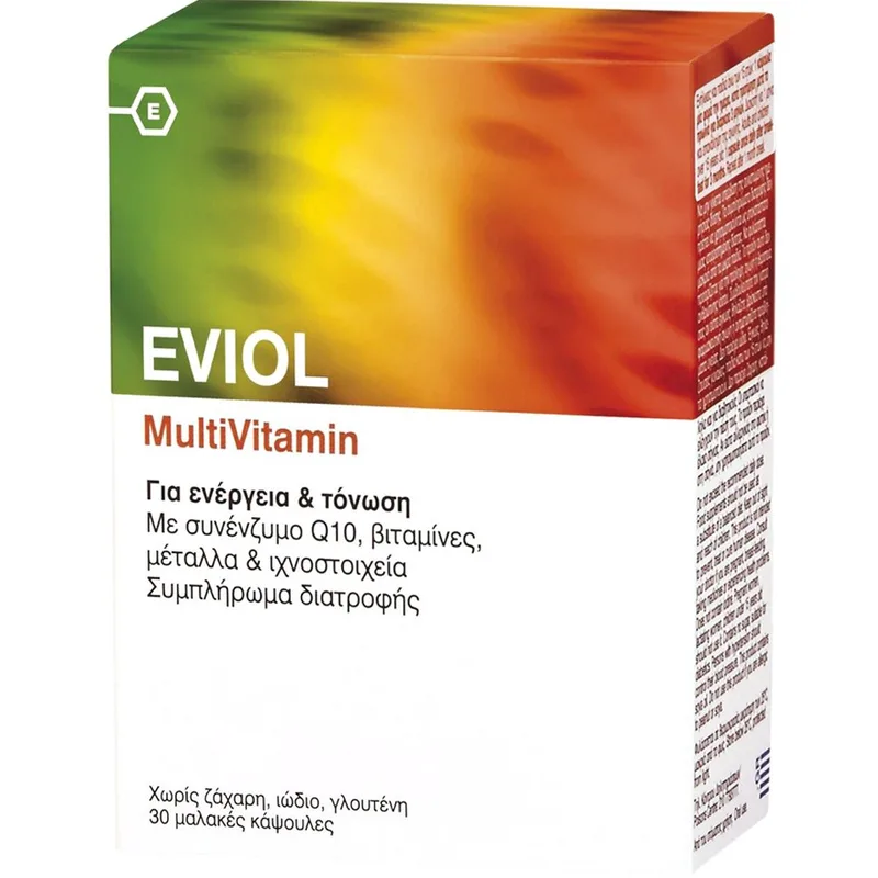 Eviol MultiVitamin Συμπλήρωμα Διατροφής Πολυβιταμινών με Συνένζυμο Q10, Μετάλλων & Ιχνοστοιχείων για Ενέργεια & Τόνωση 30caps