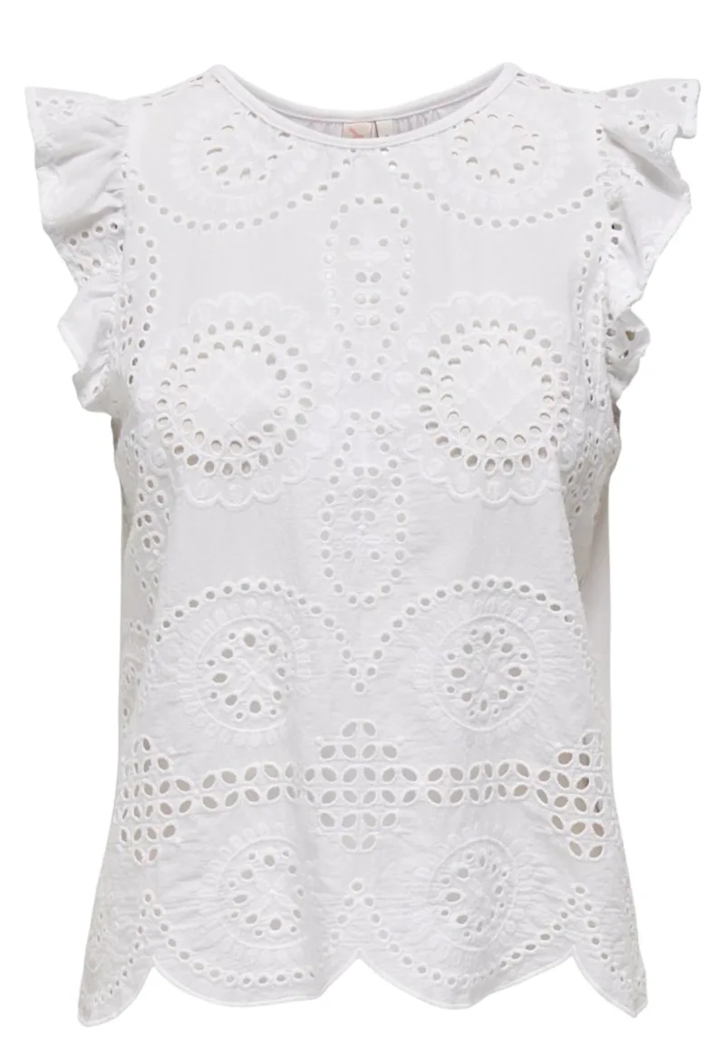 Μπλούζα Κοντομάνικη Only Onlmarga Zindy Life Capsleeve Wvn 15319153-Bright White Γυναικείο