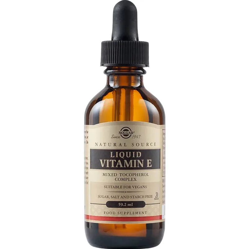 Solgar Liquid Vitamin E Συμπλήρωμα Διατροφής Φυσικής Πηγής Βιταμίνης Ε σε Υγρή Μορφή για την Καλή Υγεία του Δέρματος & της Καρδιάς με Αντιοξειδωτικές Ιδιότητες 59.2ml