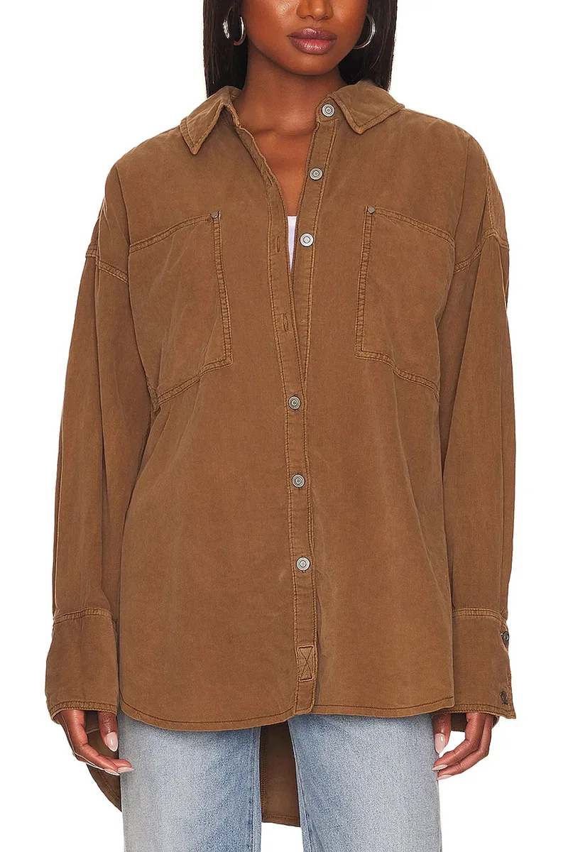 Πουκάμισο Μακρυμάνικο Free People Baby Cord Buttondown OB1533910-CHOCOLATE LAVA Γυναικείο