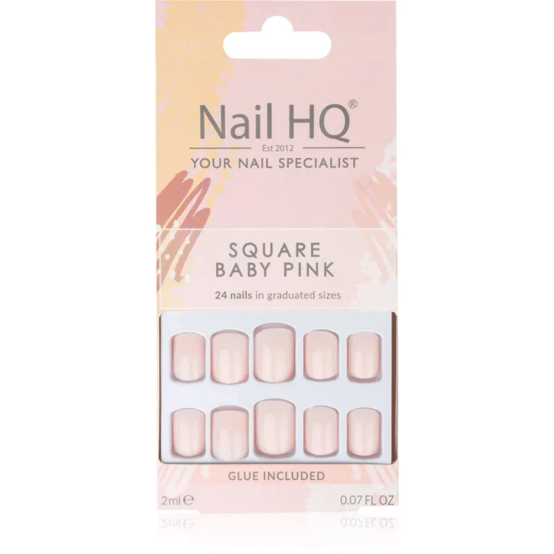 Nail HQ Square Ψεύτικα νύχια απόχρωση Baby Ροζ 24 τμχ