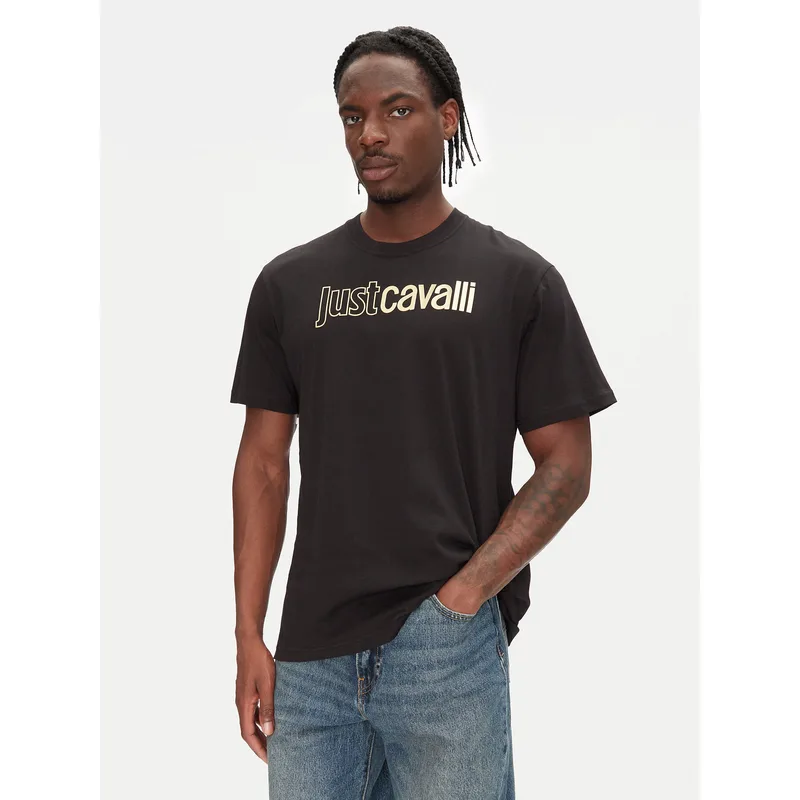 Just Cavalli T-Shirt 78OAHT16 Μαύρο Regular Fit