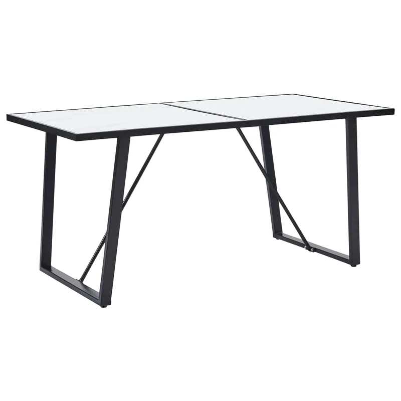 vidaXL Τραπεζαρία Λευκή 160 x 80 x 75 εκ. από Ψημένο Γυαλί