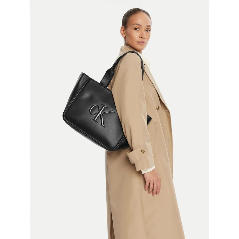 Τσάντα Calvin Klein Bold Ck Medium Tote LV04F3218G Μαύρο