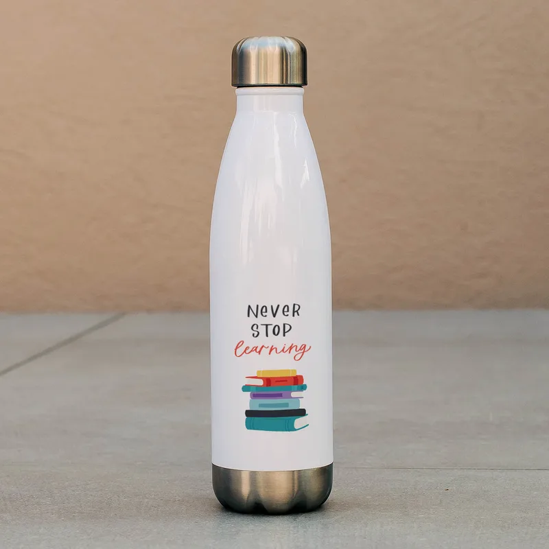 Never Stop Learning - Μπουκάλι Θερμός 500ml - Λευκό