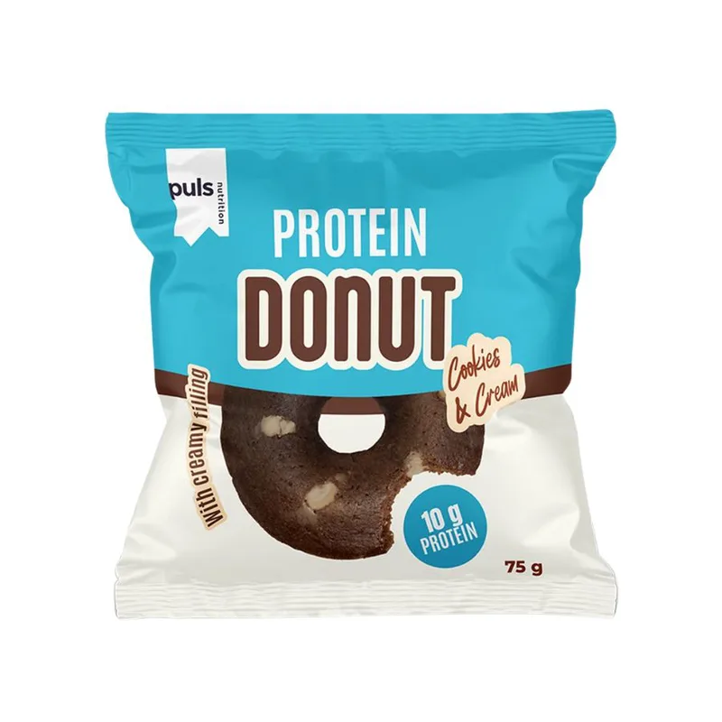 Donut Πρωτεϊνης Cookies & Cream - Puls Nutrition - 75g Φινλανδία High Protein Low Sugars Palm Oil Free