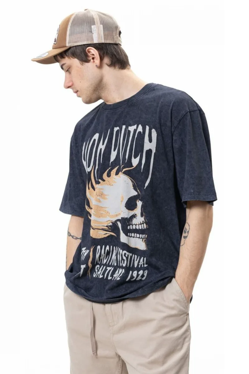 Von Dutch Ανδρικό T-Shirt Skull - Γκρι-VD/1/H/TR/POST/AN-GREY