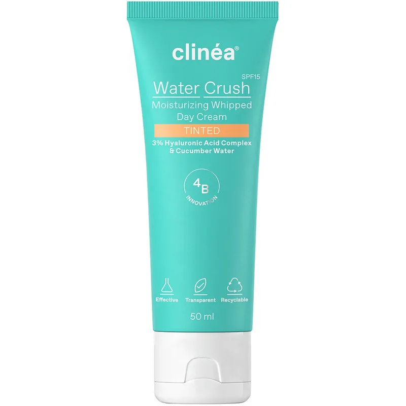 Clinea Water Crush Moisturizing Whipped Spf15 Tinted Day Cream Ενυδατική Κρέμα Ημέρας με Χρώμα & Μεσαία Αντηλιακή Προστασία 50ml