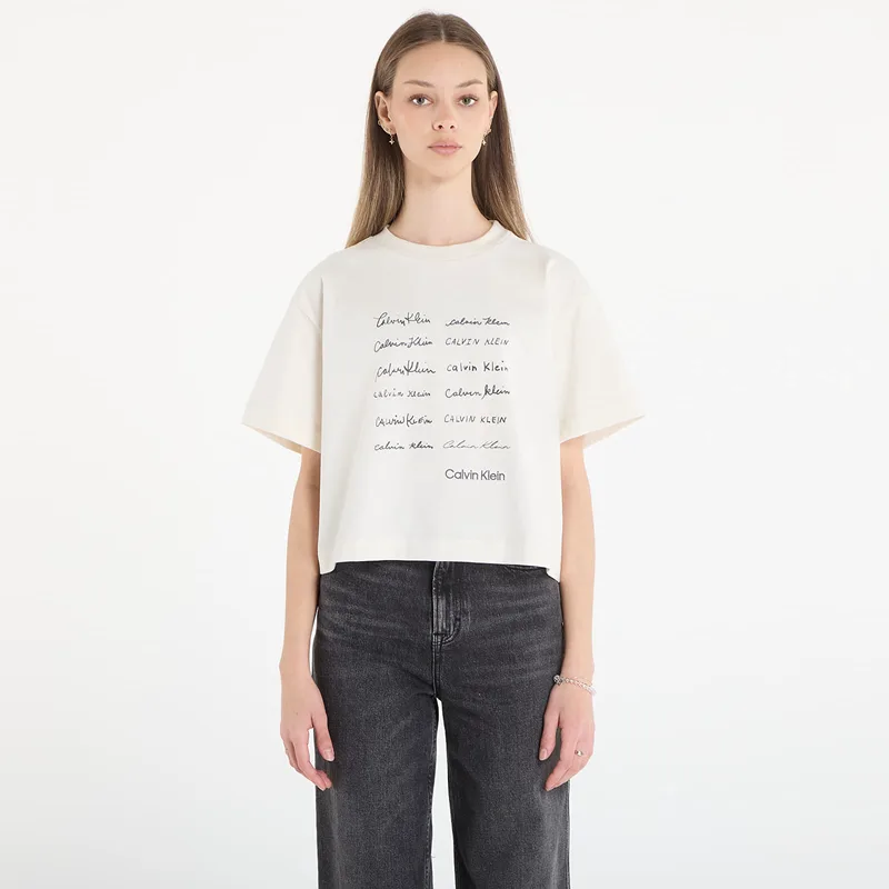 T-shirt Calvin Klein Jeans Ss Cropped Boxy Grap Tee White S