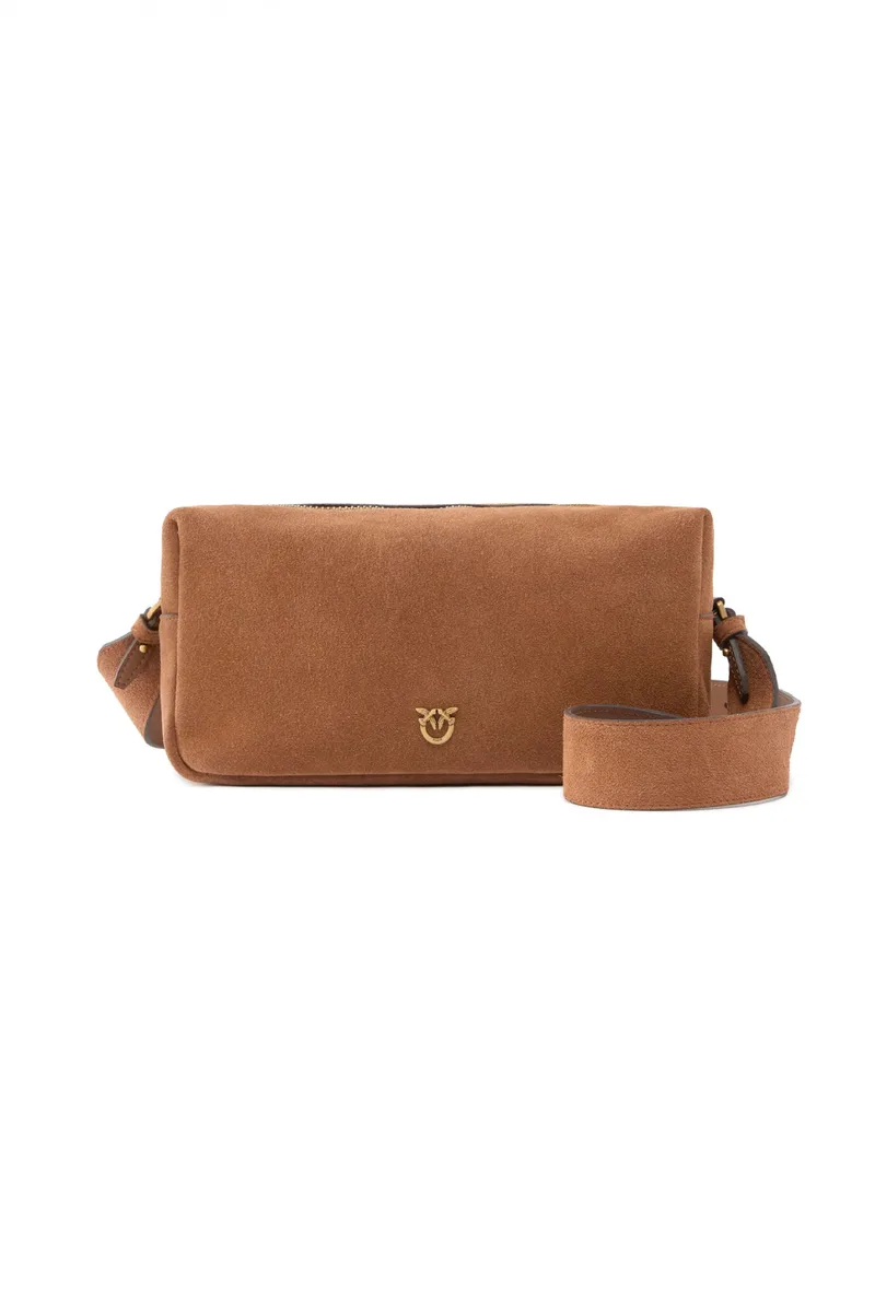 PINKO ΤΣΑΝΤΑ SHOULDER BAGUETTE SUEDE ΚΑΦΕ
