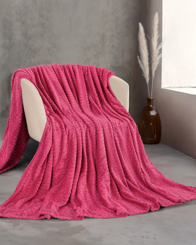 Κουβέρτα Fleece Υπέρδιπλη Rythmos Harmonie Φουξια 220x240