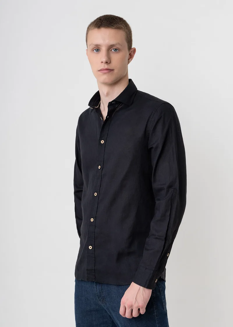 Hamaki Ho Πουκάμισο της σειράς Linen - CE1257H Black