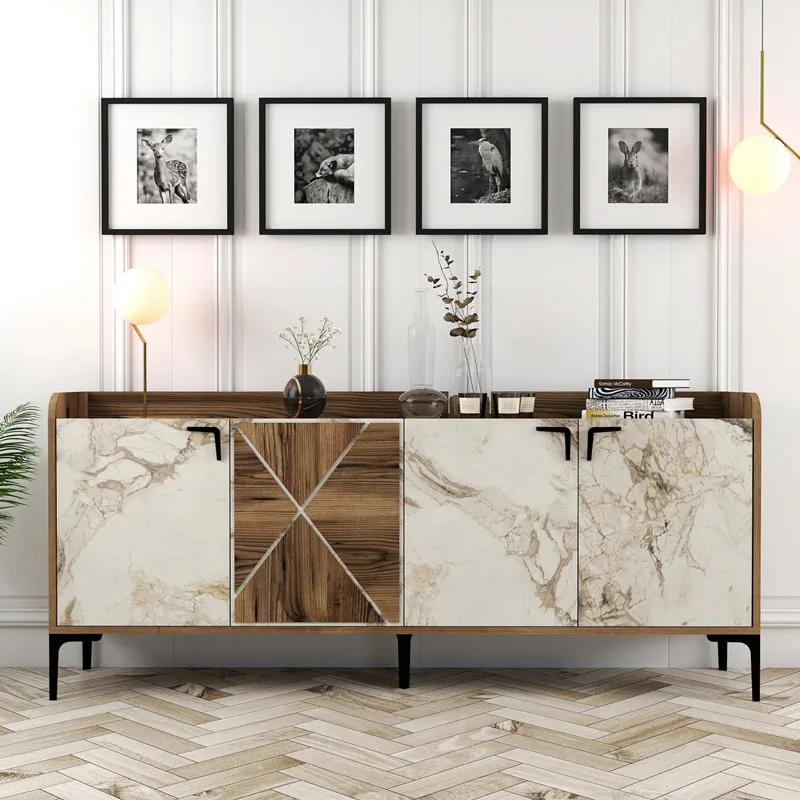 Κονσόλα Venedik - Walnut, White Marble 845Hct5310 (180x78x35)