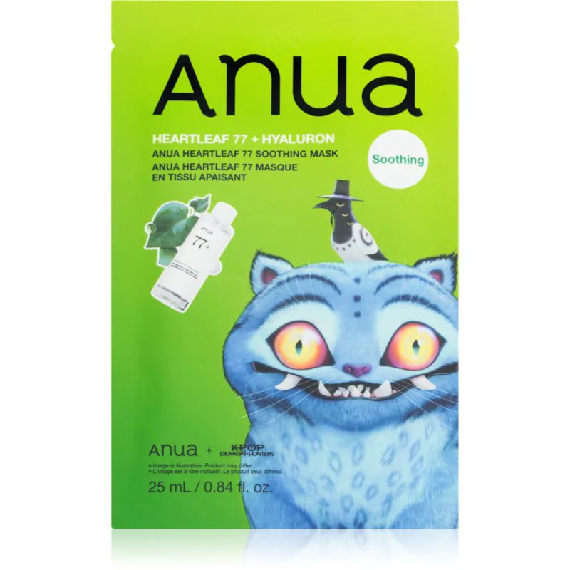 Anua K-Pop Demon Hunters Heartleaf 77% Soothing Mask υφασμάτινη μάσκα ενυδάτωσης με καταπραϋντική δράση 25 ml
