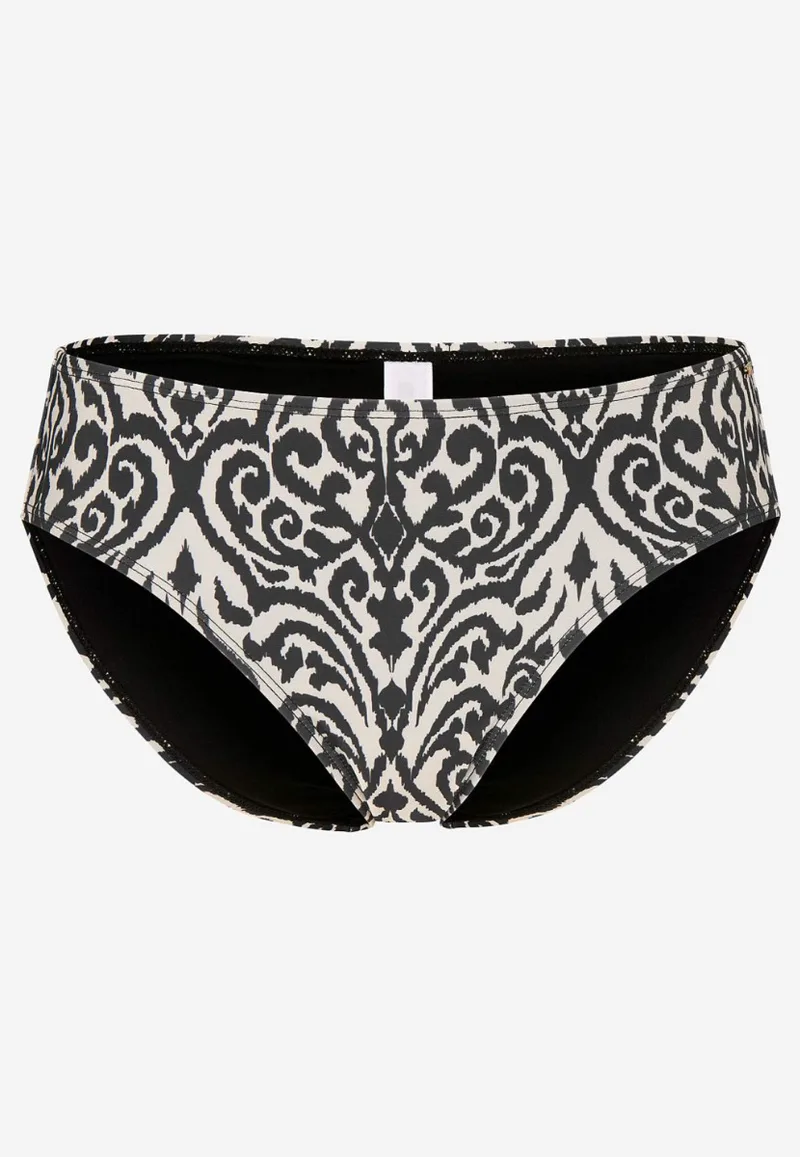 Εμπριμέ bikini-slip σε μπεζ/μαύρο χρώμα
