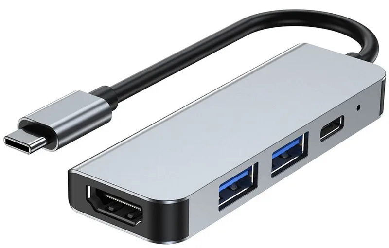 Tech-Protect V2 Hub Adapter 4 in 1 - Type-C Αντάπτορας Αλουμινίου Με 2 x USB-A / 1 x Type-C / 1 x 4K HDMI - Grey (9589046919350)