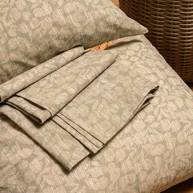 Σεντόνι Ημίδιπλο (Σετ 2 Τμχ) 120X200+32 Melinen Casual Wang Olive Με Λάστιχο (120x200+32)
