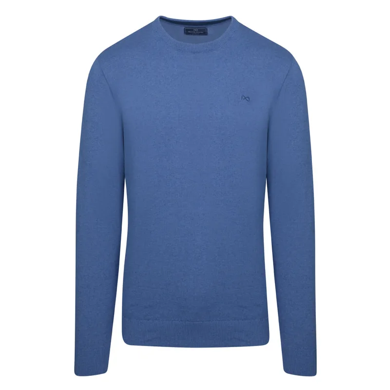 Logo-Embroidered Πλεκτή Μπλούζα Σιέλ in Cotton (Modern Fit) New Arrival