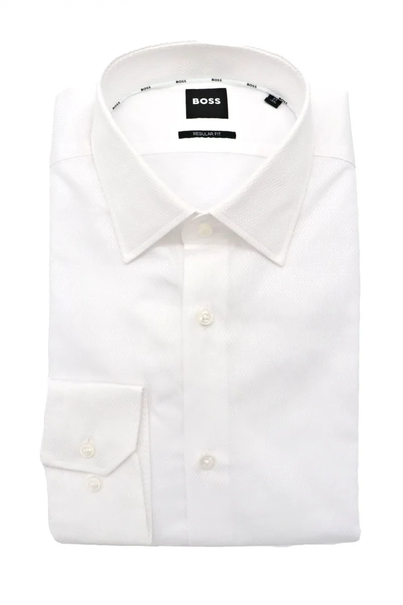 BOSS ΠΟΥΚΑΜΙΣΟ ΜΙΚΡΟΣΧΕΔΙΟ REGULAR FIT H-JOE-KENT-C1-214 ΛΕΥΚΟ