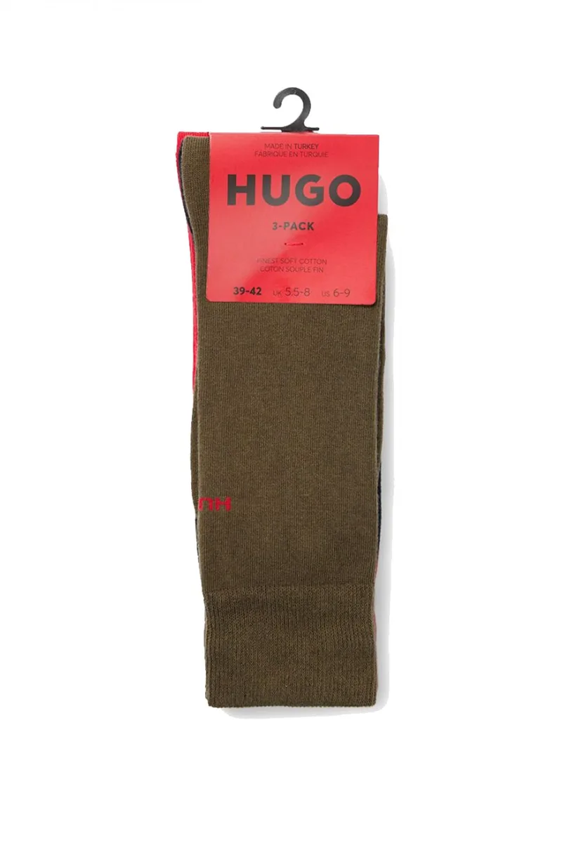 HUGO ΚΑΛΤΣΕΣ 3PACK 3P RS UNI CC ΧΑΚΙ-ΜΠΛΕ-ΚΟΚΚΙΝΟ