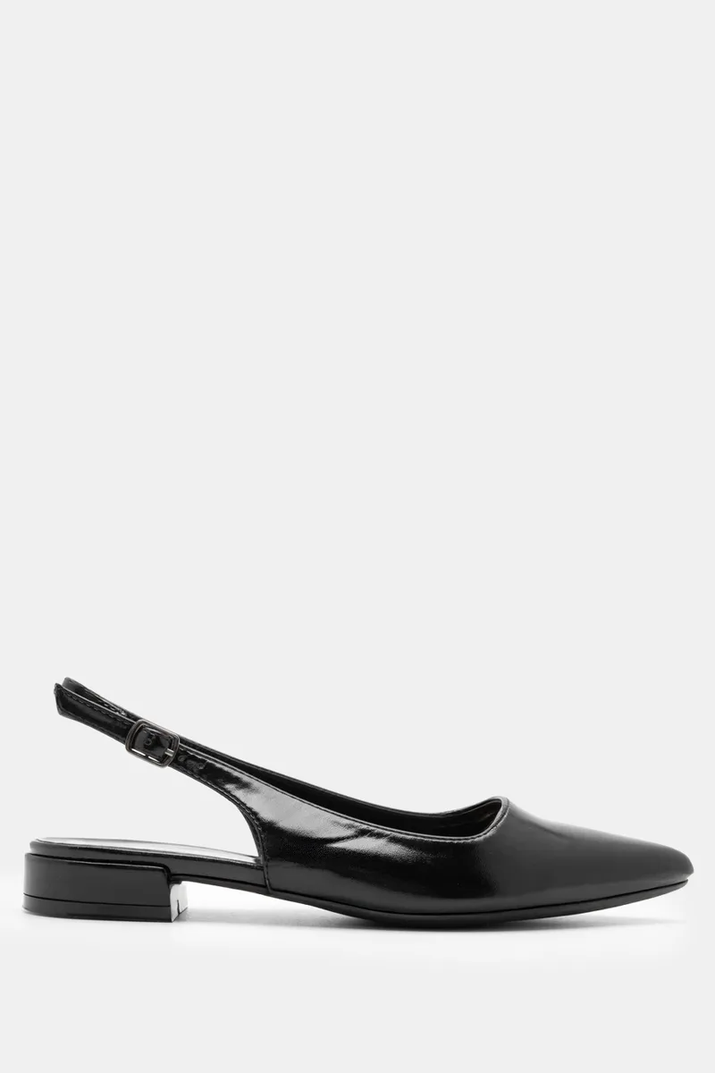 Γοβάκια Slingback Μυτερά - Μαύρο-Λουστρίνι