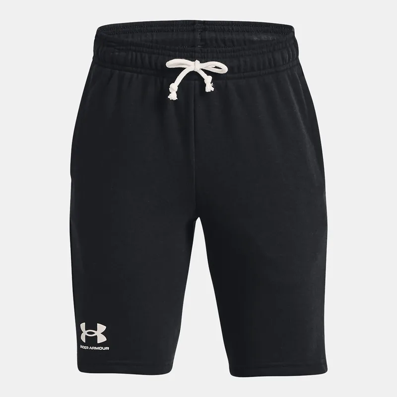 BOYS' UNDER ARMOUR RIVAL TERRY SHORTS ΜΑΥΡΟ