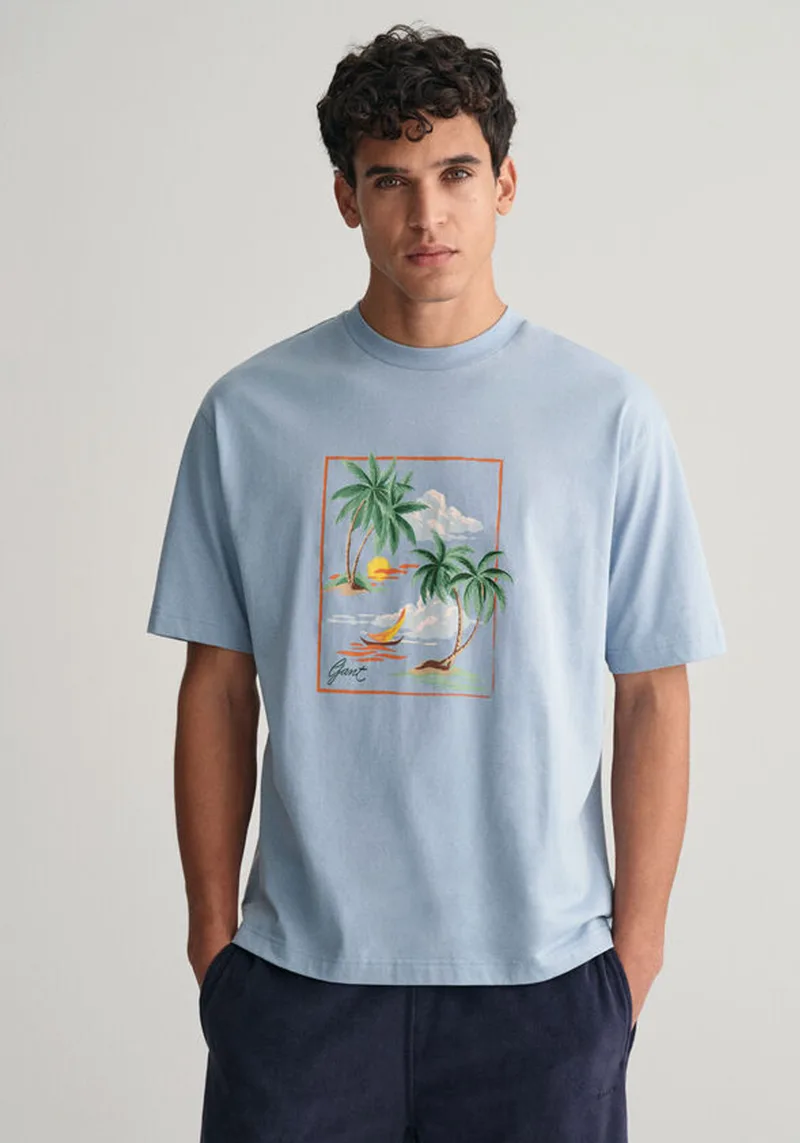 GANT Κοντομάνικη Μπλούζα Hawaiian - 2013080 474 Dove Blue
