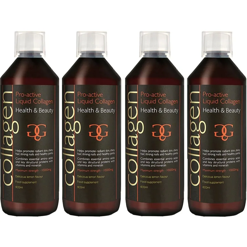 Σετ Collagen ProActive Πόσιμο Κολλαγόνο Συμπλήρωμα Διατροφής με Κολλαγόνο για το Δέρμα, Μαλλιά & Νύχια 2400ml (4x600ml) - 4 Λεμόνι