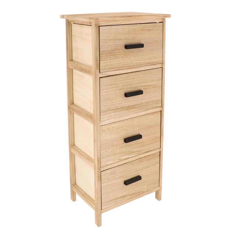 Συρταριέρα MDF Με 4 Συρτάρια 37,5x27,5x86εκ. Μπεζ MRShome 1302000 (Υλικό: Mdf, Χρώμα: Μπεζ) - sealskin - sl-DS-1302000