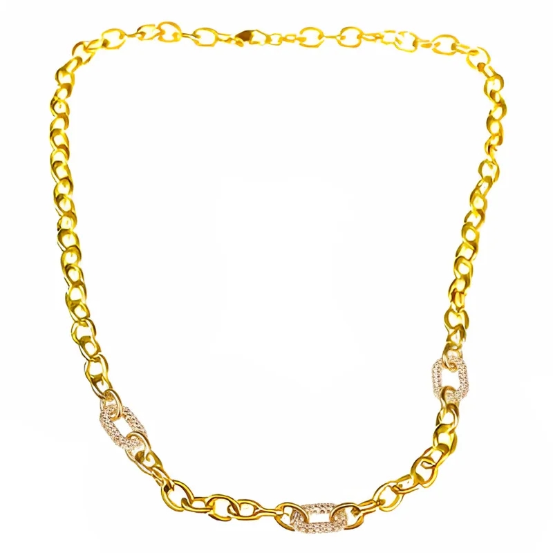 Κολιέ Περιδέραιο Δίχρωμο κ14 με άσπρα zirgon Gatsa 45cm ΚΛ2538