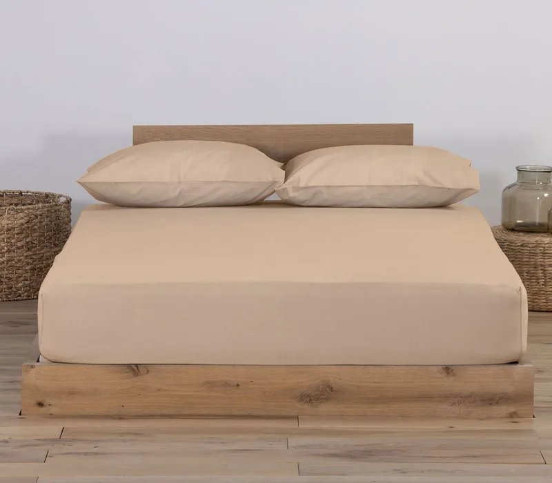 Σεντόνι Διπλό με Λάστιχο Nef-Nef Jersey 730-Μπεζ 140x200+30