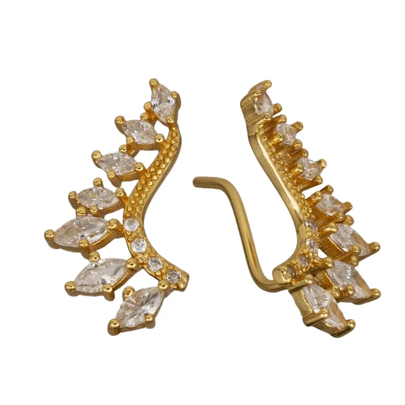 Επίχρυσα ear climbers σκουλαρίκια 925 με marquise πέτρες 053923 053923 Ασήμι