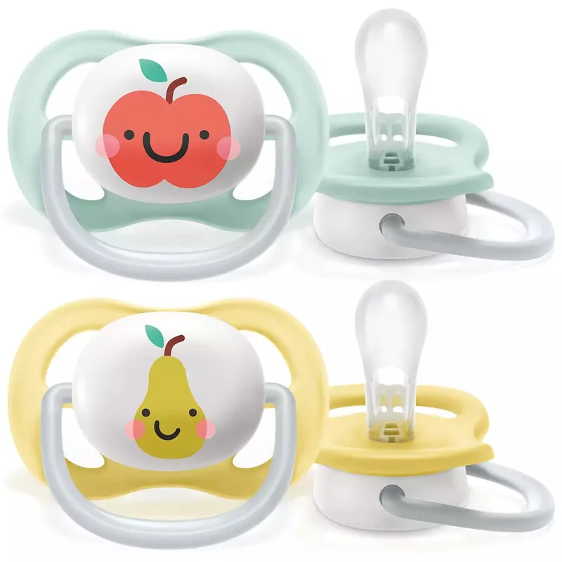 Avent Ultra Air Happy 0-6m SCF080/17 Πράσινο - Κίτρινο Ελαφριά Πιπίλα Σιλικόνης για Ανακούφιση & Άνεση 2 Τεμάχια