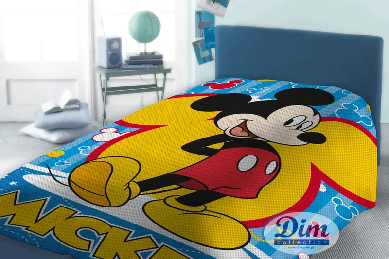 Κουβέρτα Μονή Πικέ 160x240εκ. Mickey 565 Digital Print Disney Dimcol (Ύφασμα: Βαμβάκι 100%, Χρώμα: Μπλε) - Disney - 2120415201056599