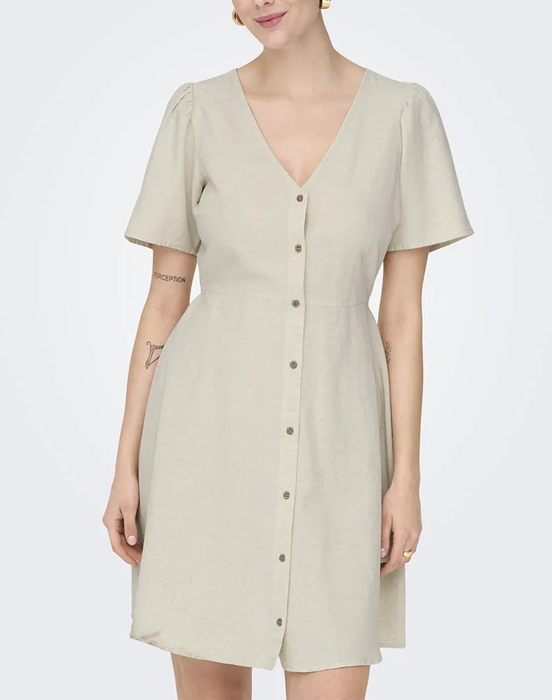 ONLY ONLVITA LIFE S/S SHORT DRESS NOOS WVN 15317914-Pumice Stone Biege