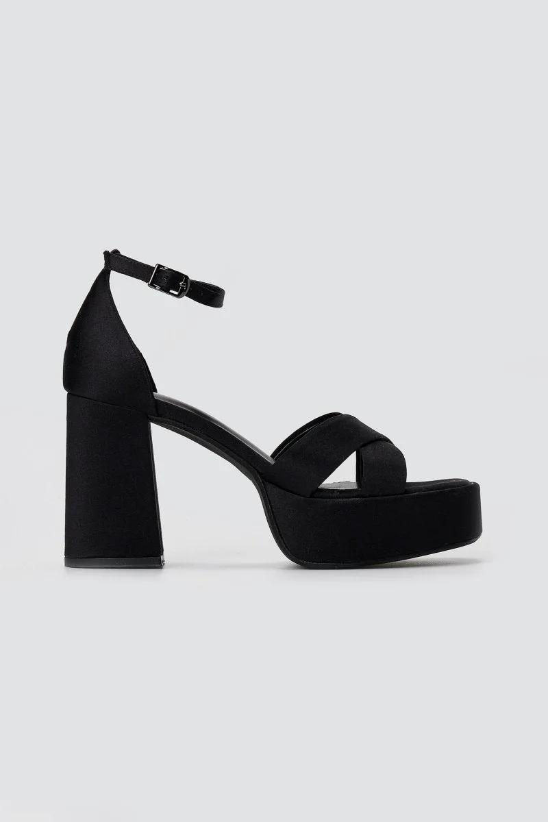 TFP Platform Sandals - 2410 - Black Satin