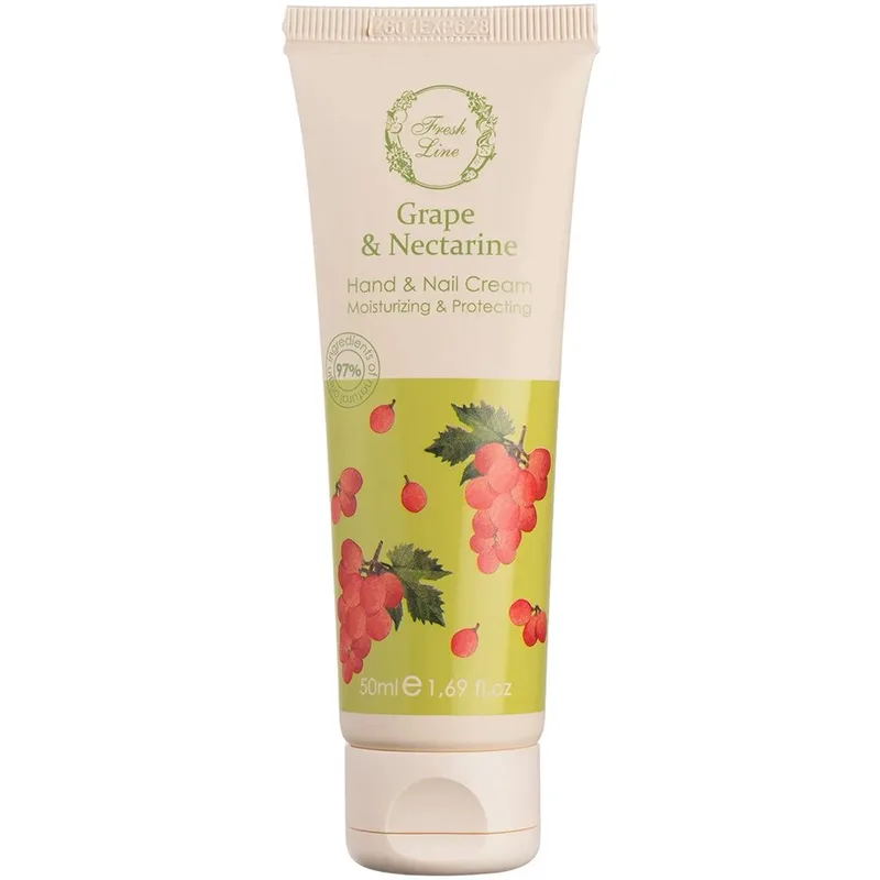 Fresh Line Grape & Nectarine Moisturizing & Protecting Hand & Nail Cream Ενυδατική, Προστατευτική Κρέμα Χεριών & Νυχιών Ελαφριάς Υφής, Φυσικής Σύνθεσης με Σταφύλι & Νεκταρίνι 50ml